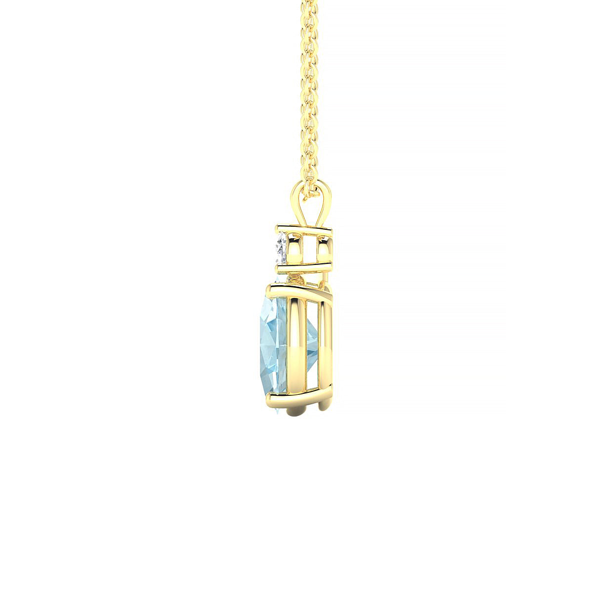 Sparkle | 18k Yellow Gold 8 x 6 mm Oval Aquamarine Pendant