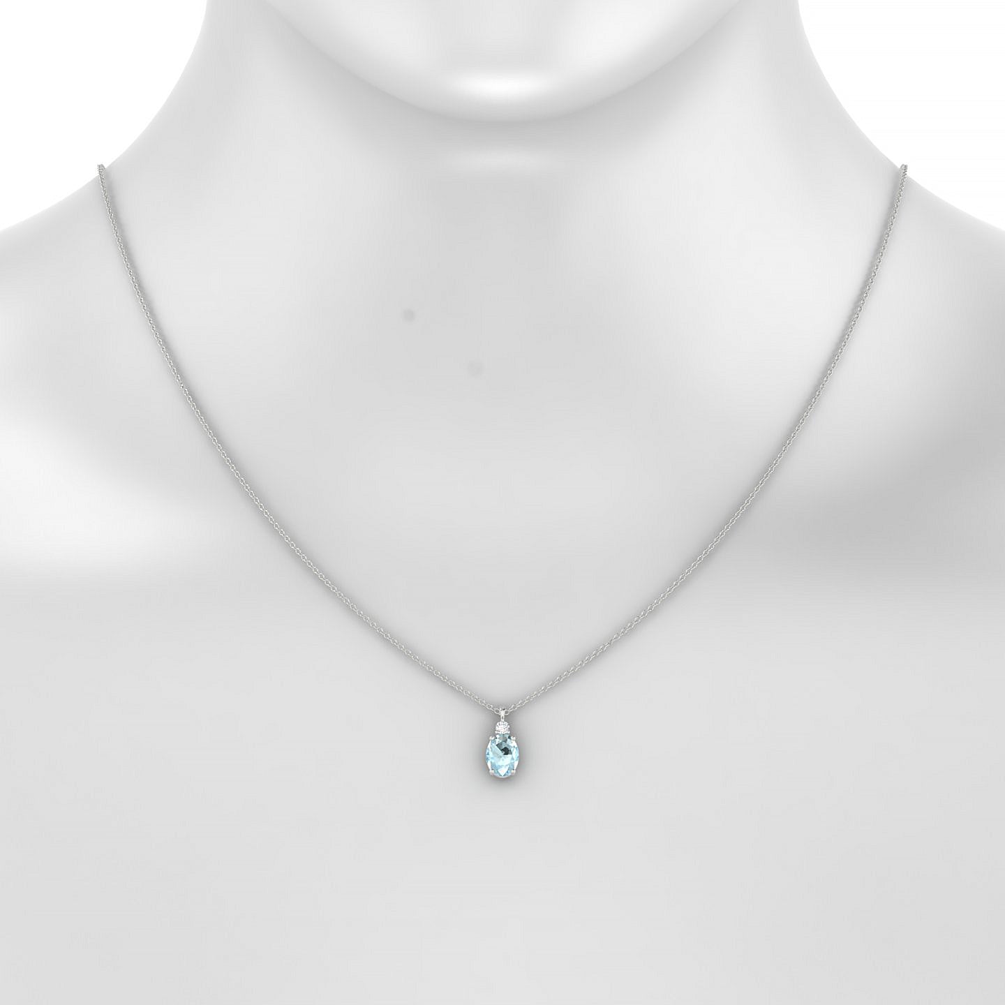 Sparkle | 18k White Gold 8 x 6 mm Oval Aquamarine Pendant