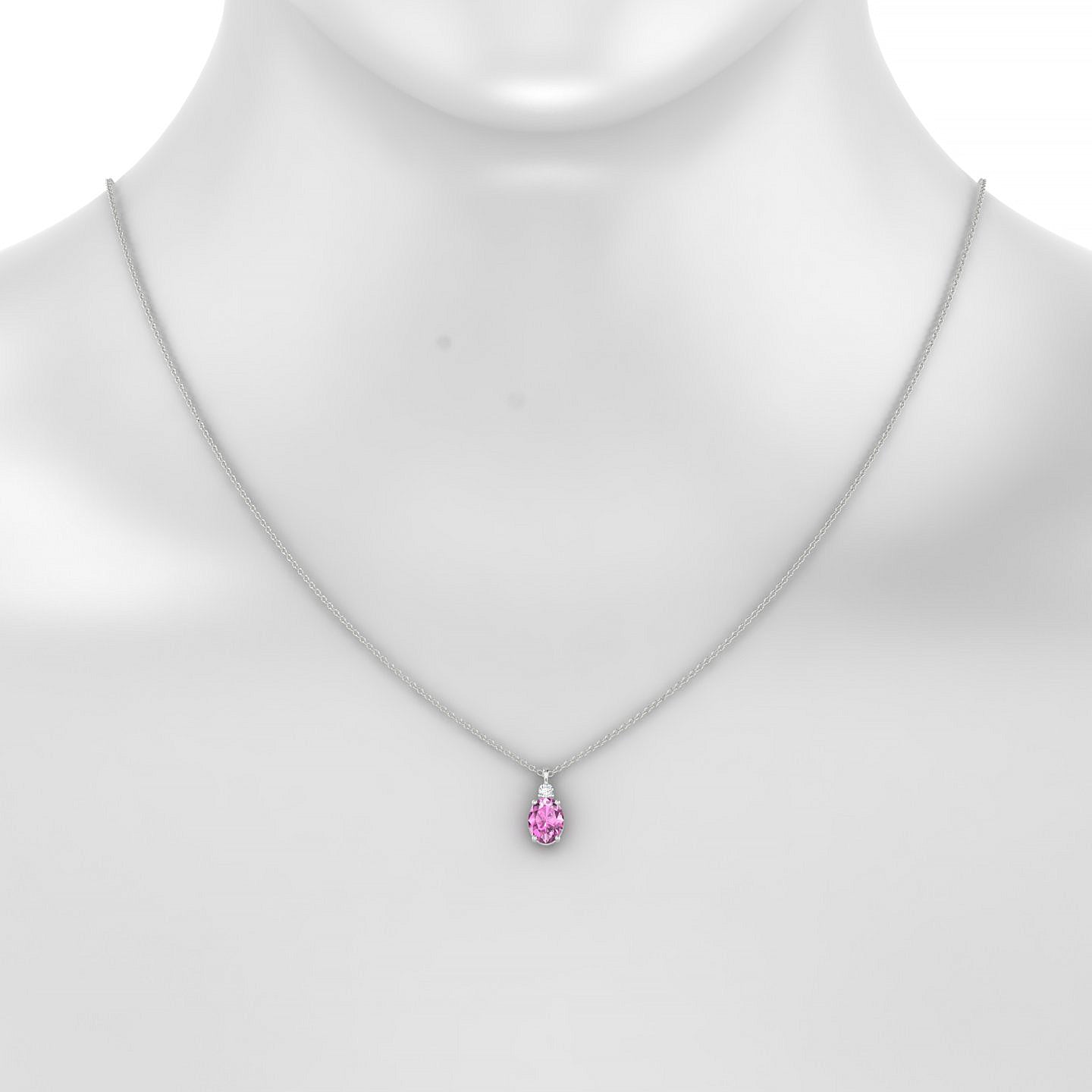 Sparkle | 18k White Gold 8 x 6 mm Oval Pink Sapphire Pendant