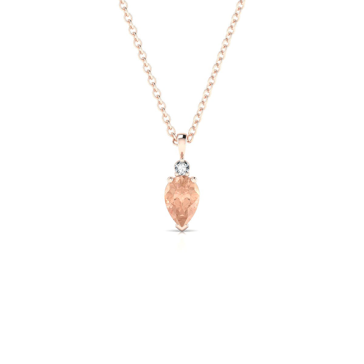 Sparkle | 18k Rose Gold 6 x 4 mm Pear Morganite Pendant