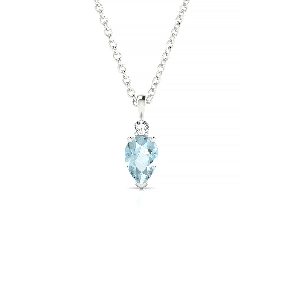 Sparkle | 18k White Gold 6 x 4 mm Pear Aquamarine Pendant