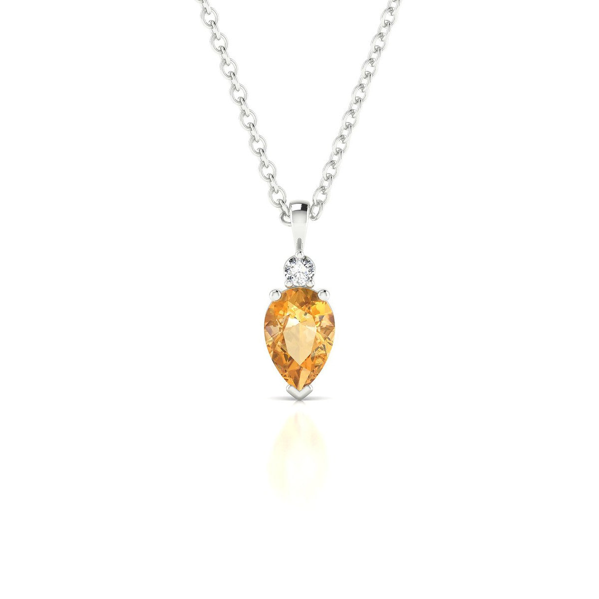 Sparkle | 18k White Gold 6 x 4 mm Pear Citrine Pendant