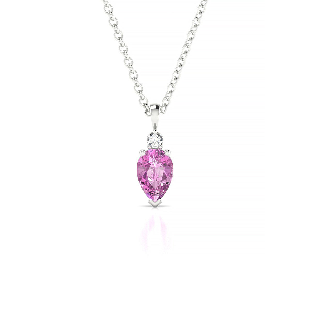 Sparkle | 18k White Gold 6 x 4 mm Pear Pink Sapphire Pendant