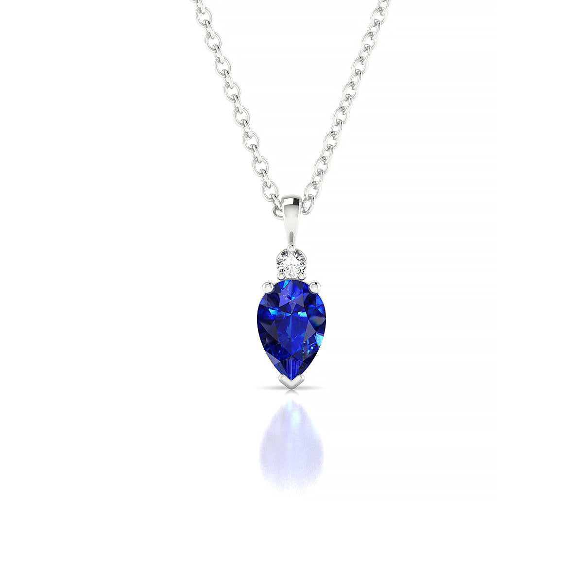 Sparkle | 18k White Gold 6 x 4 mm Pear Sapphire Pendant