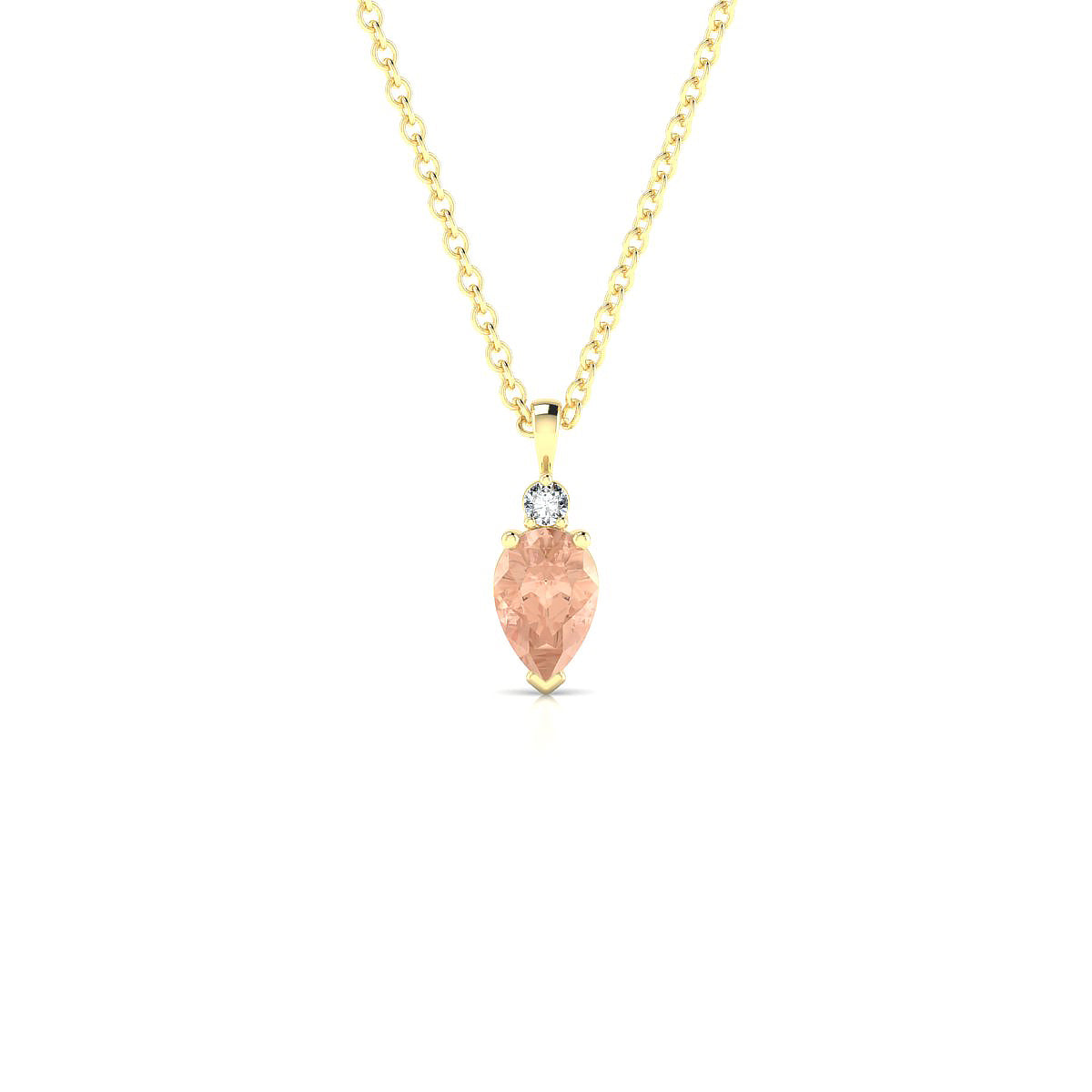 Sparkle | 18k Yellow Gold 6 x 4 mm Pear Morganite Pendant