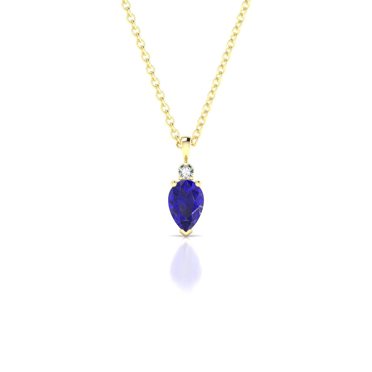 Sparkle | 18k Yellow Gold 6 x 4 mm Pear Tanzanite Pendant