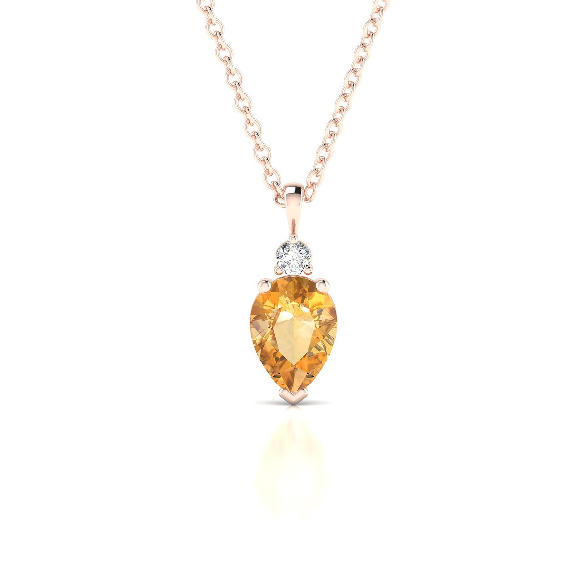 Sparkle | 18k Rose Gold 7 x 5 mm Pear Citrine Pendant