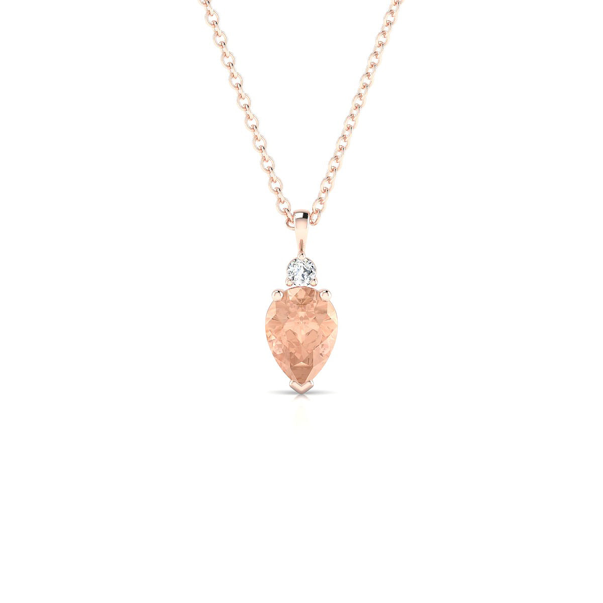Sparkle | 18k Rose Gold 7 x 5 mm Pear Morganite Pendant