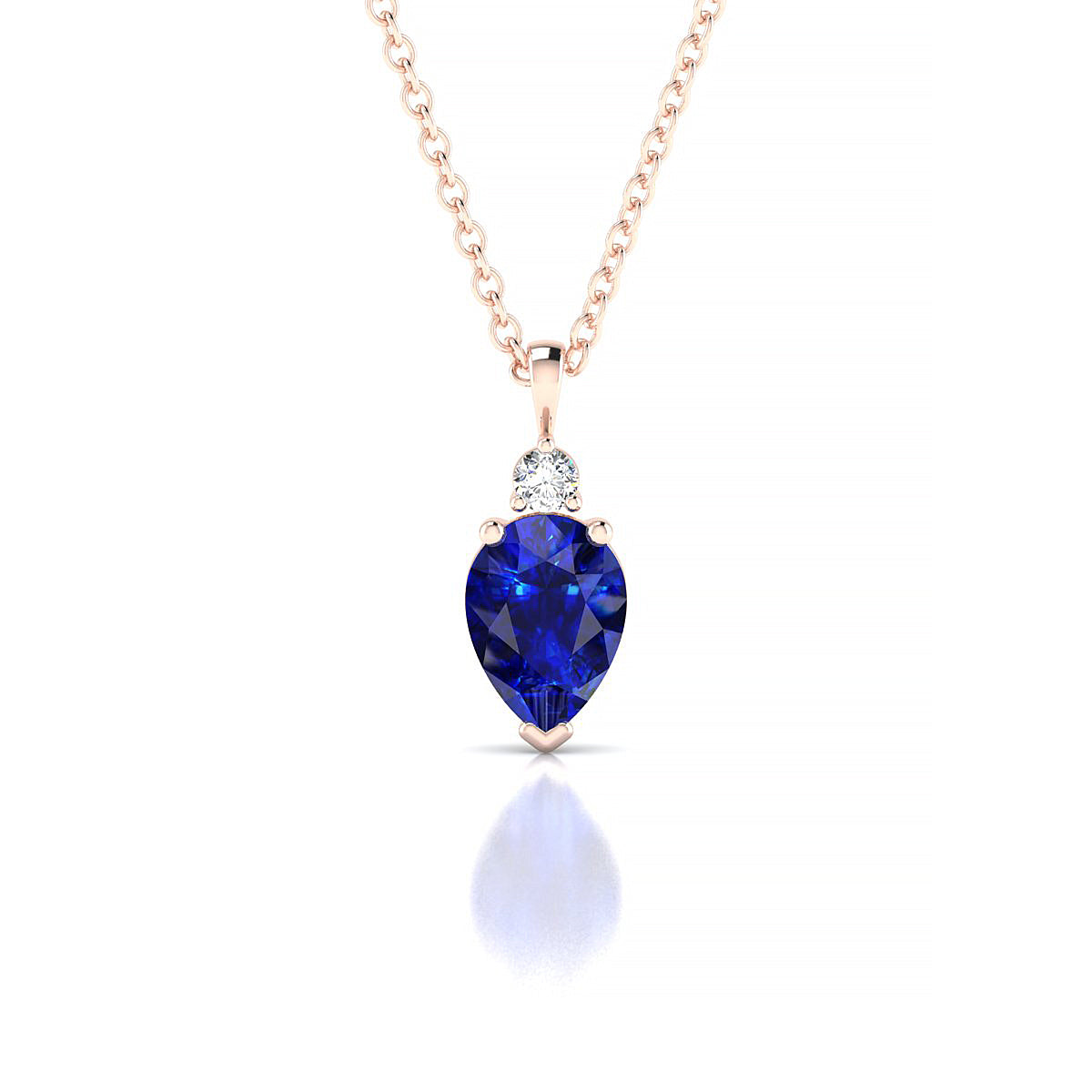 Sparkle | 18k Rose Gold 7 x 5 mm Pear Sapphire Pendant