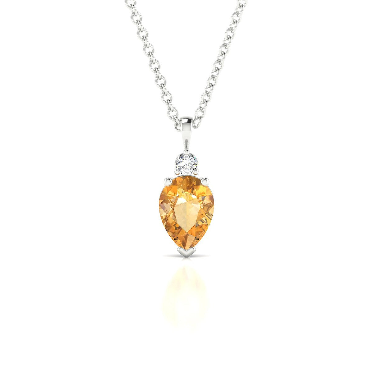 Sparkle | 18k White Gold 7 x 5 mm Pear Citrine Pendant