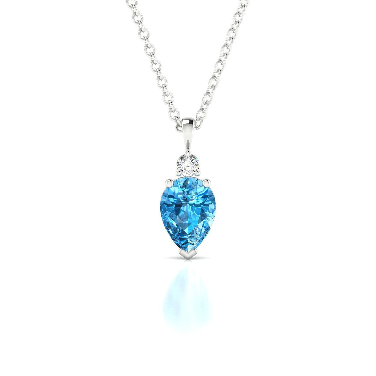 Sparkle | 18k White Gold 7 x 5 mm Pear Topaz Pendant