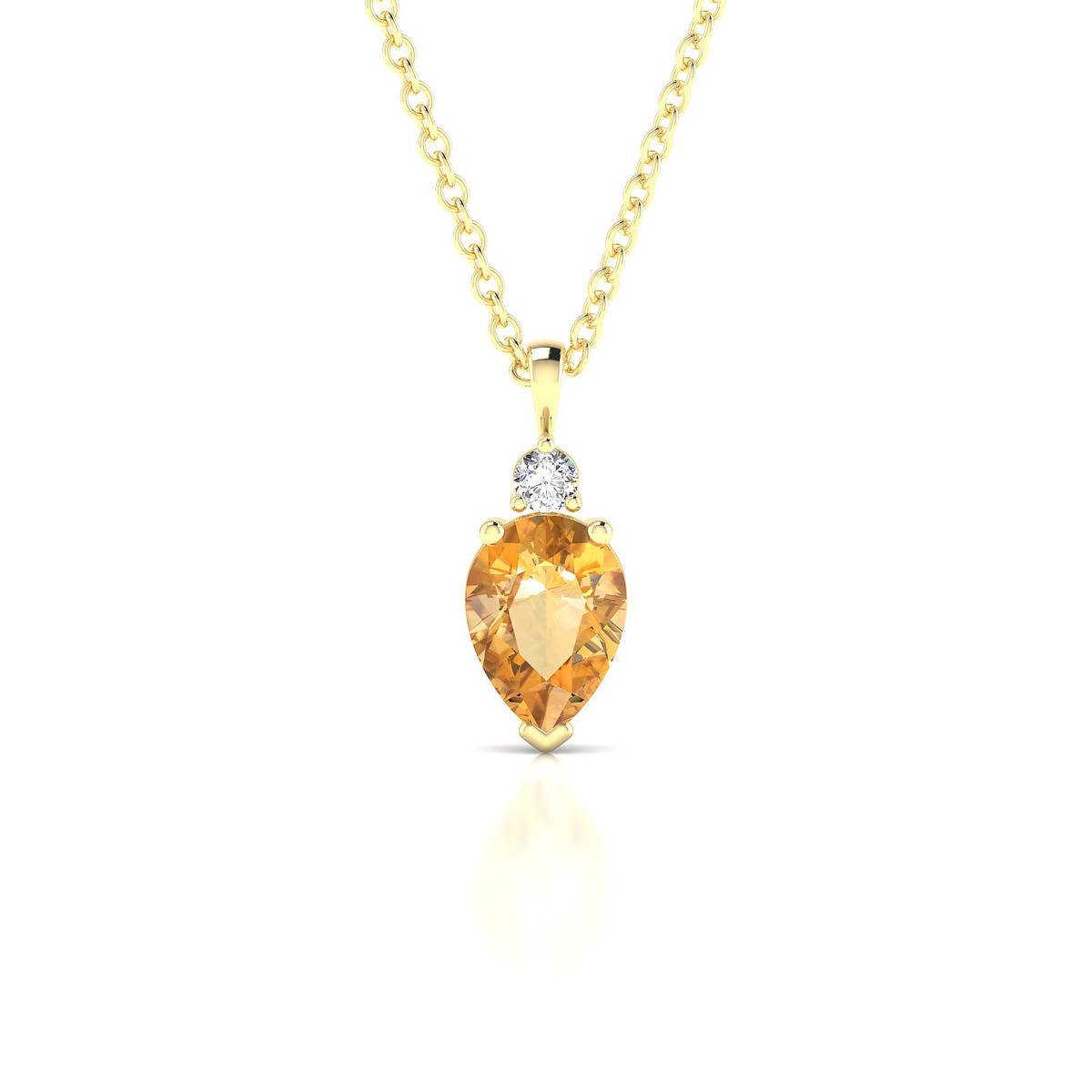 Sparkle | 18k Yellow Gold 7 x 5 mm Pear Citrine Pendant