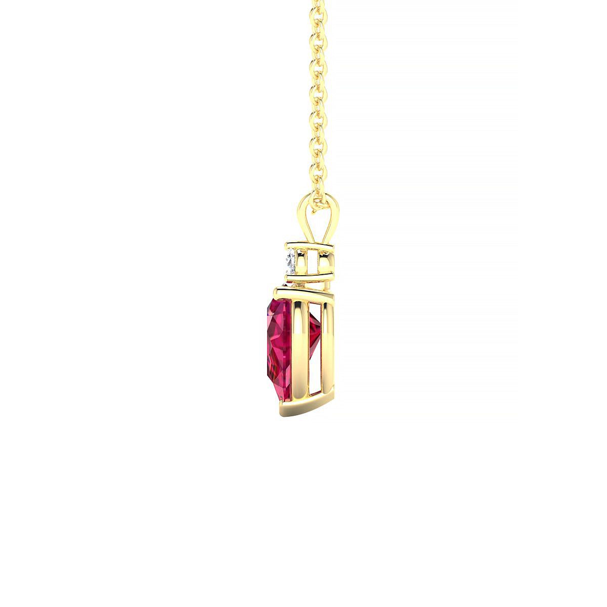 Sparkle | 18k Yellow Gold 7 x 5 mm Pear Ruby Pendant