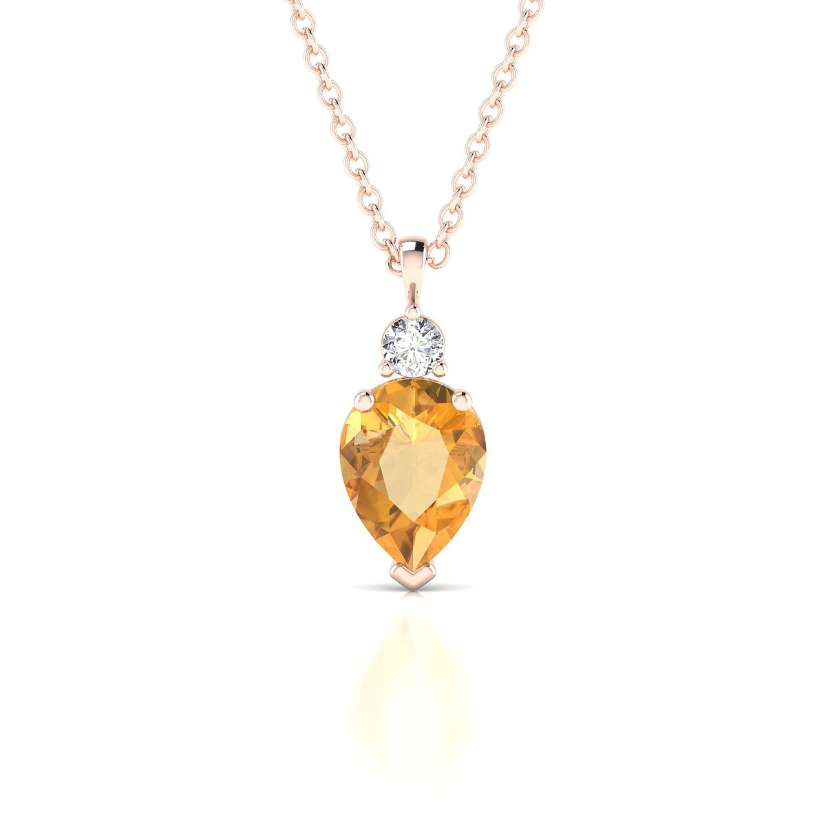 Sparkle | 18k Rose Gold 8 x 6 mm Pear Citrine Pendant