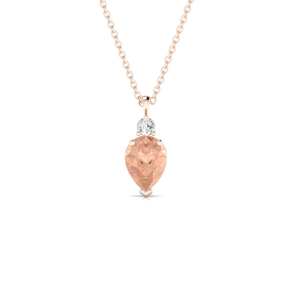 Sparkle | 18k Rose Gold 8 x 6 mm Pear Morganite Pendant