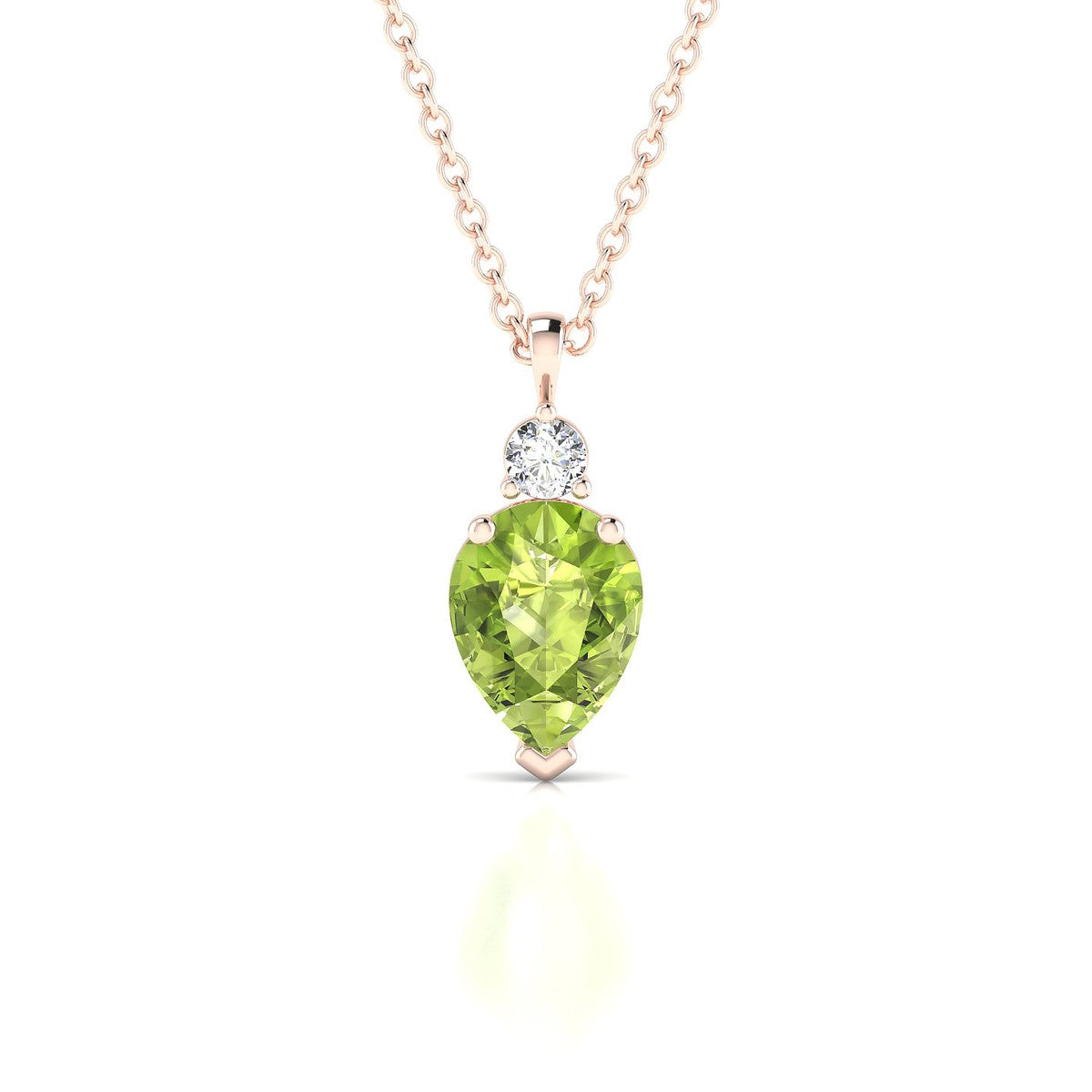 Sparkle | 18k Rose Gold 8 x 6 mm Pear Peridot Pendant