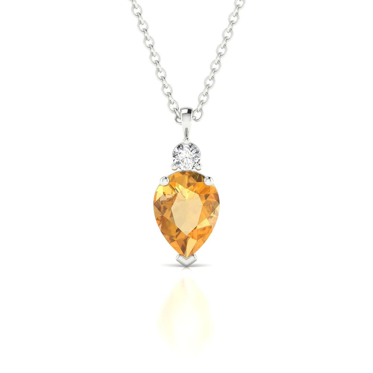 Sparkle | 18k White Gold 8 x 6 mm Pear Citrine Pendant