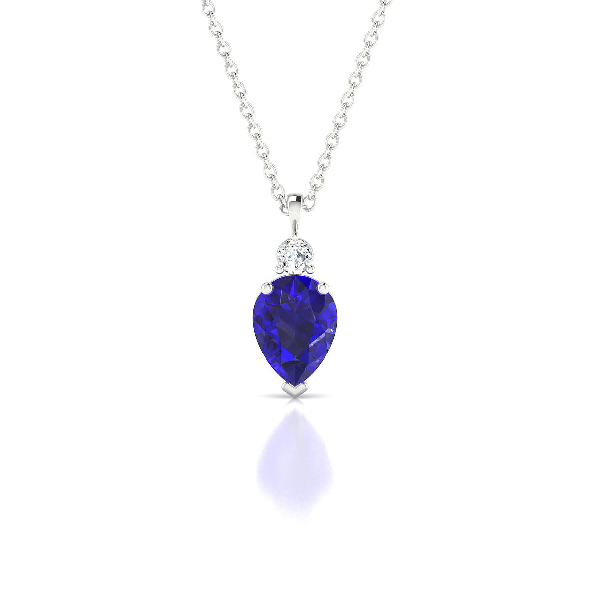 Sparkle | 18k White Gold 8 x 6 mm Pear Tanzanite Pendant