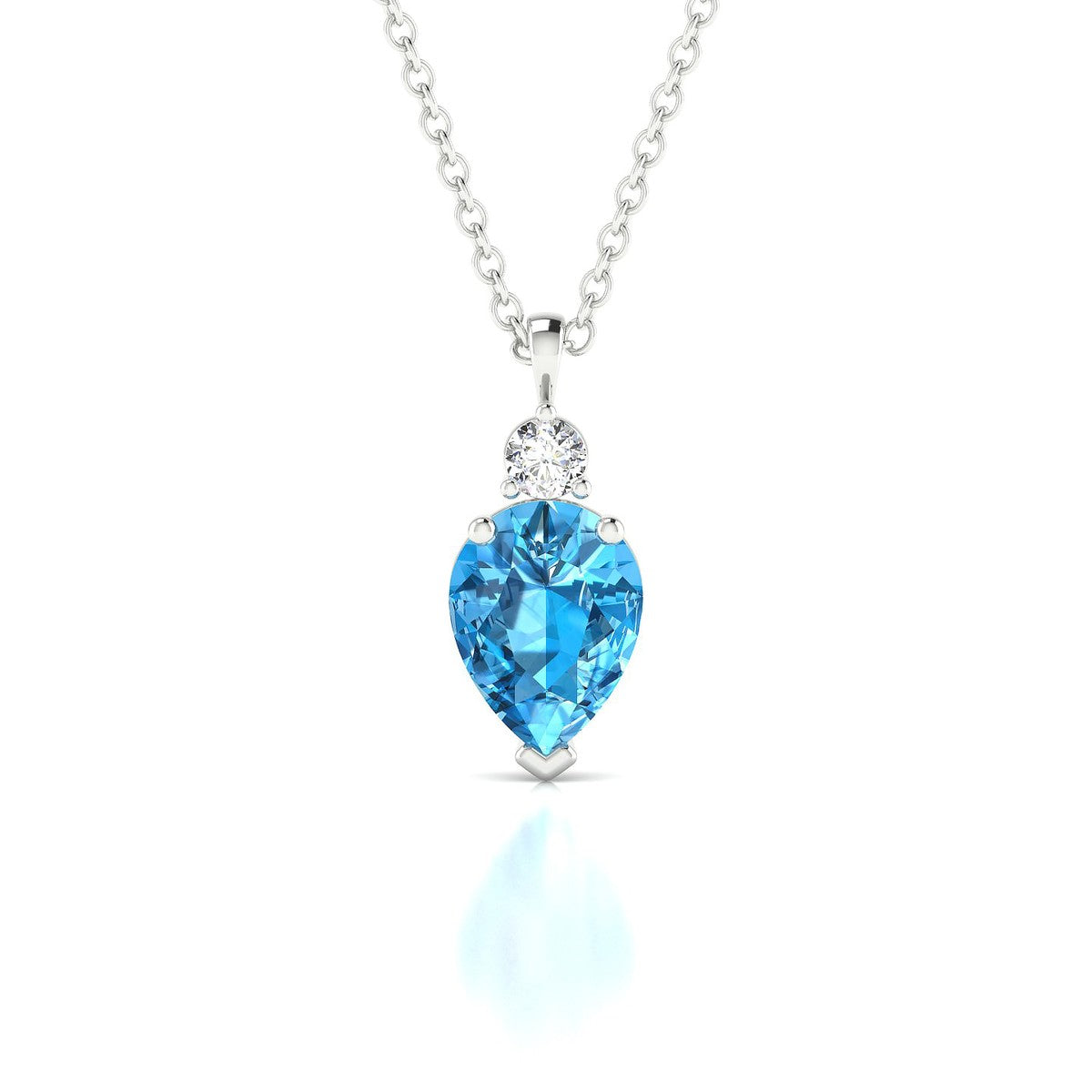Sparkle | 18k White Gold 8 x 6 mm Pear Topaz Pendant