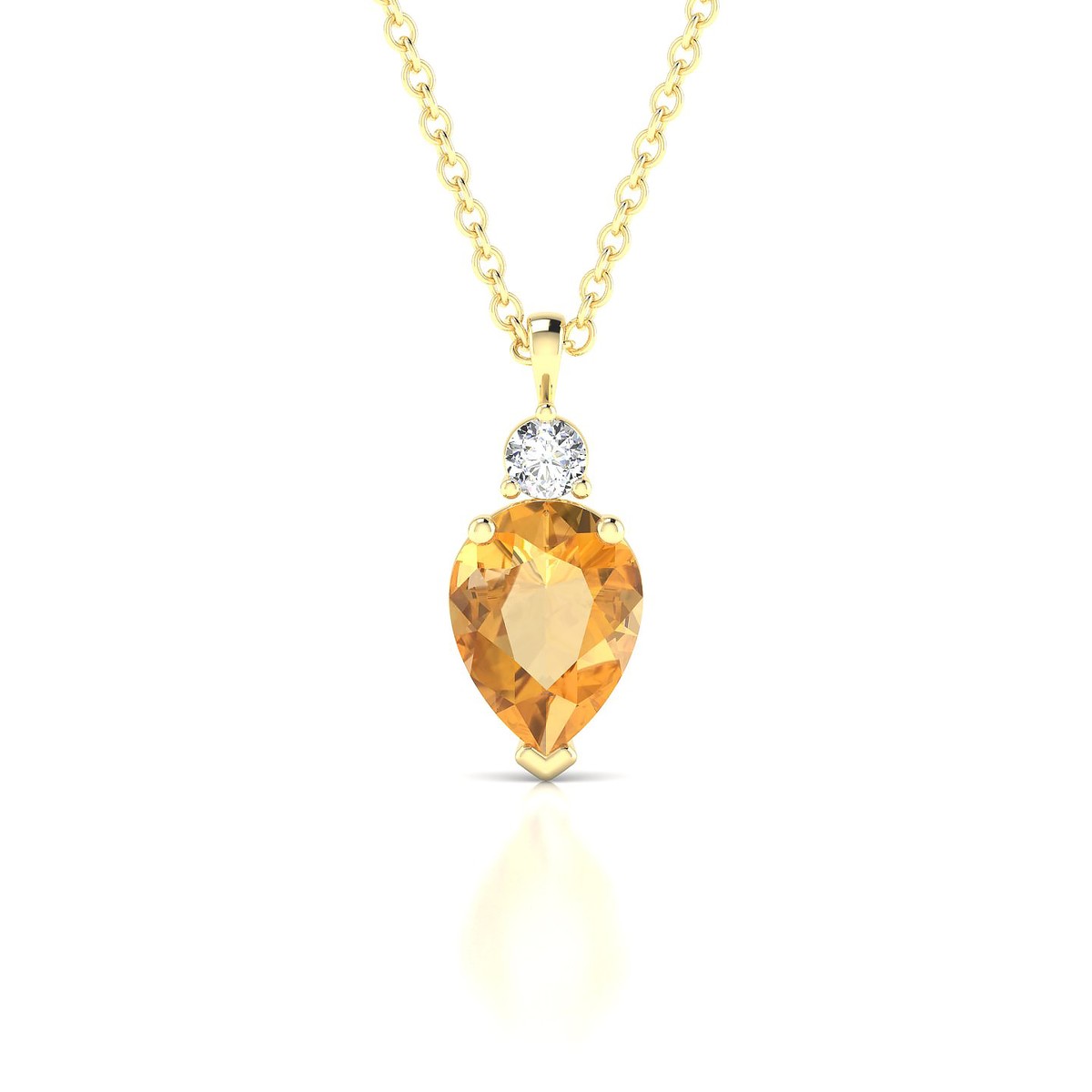 Sparkle | 18k Yellow Gold 8 x 6 mm Pear Citrine Pendant