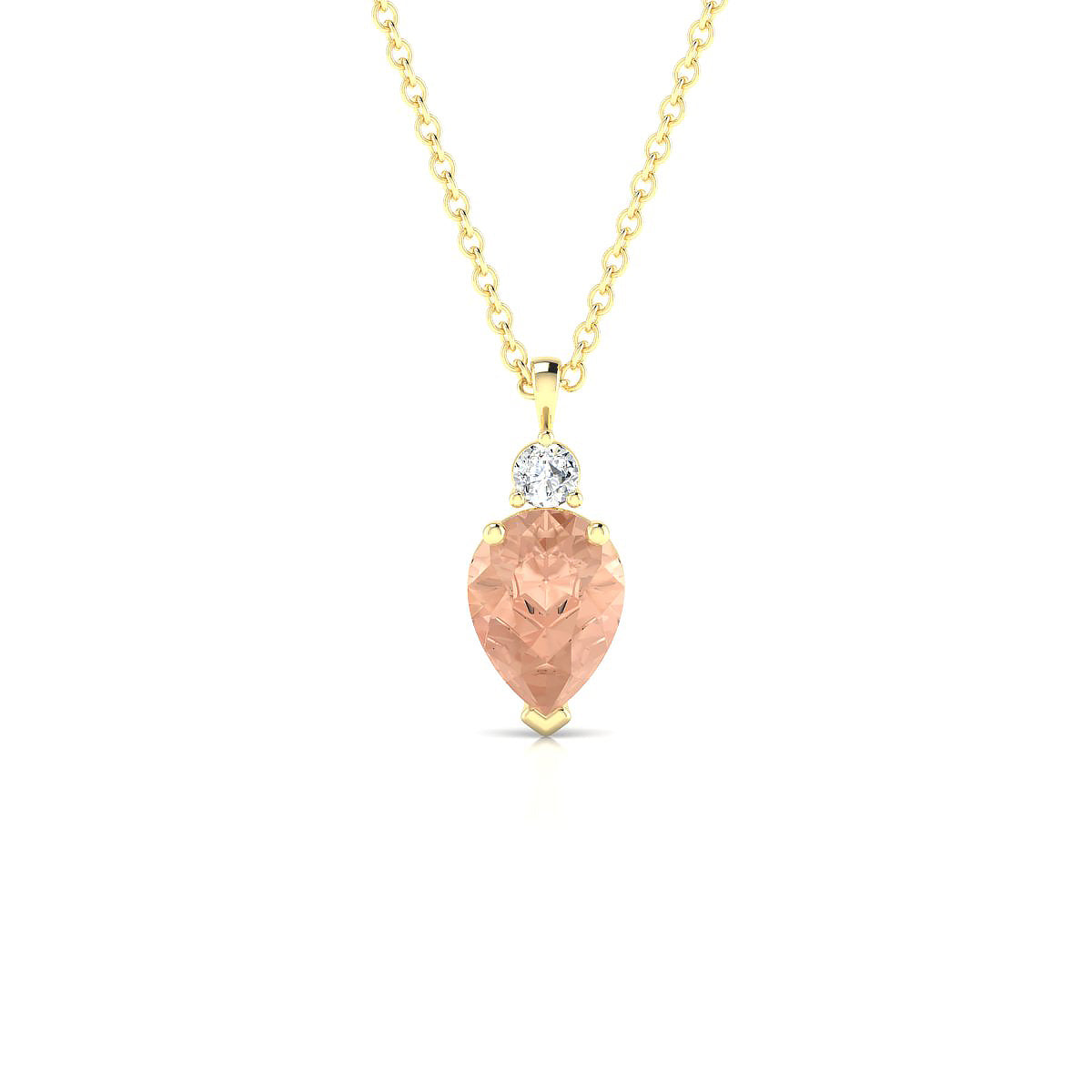 Sparkle | 18k Yellow Gold 8 x 6 mm Pear Morganite Pendant