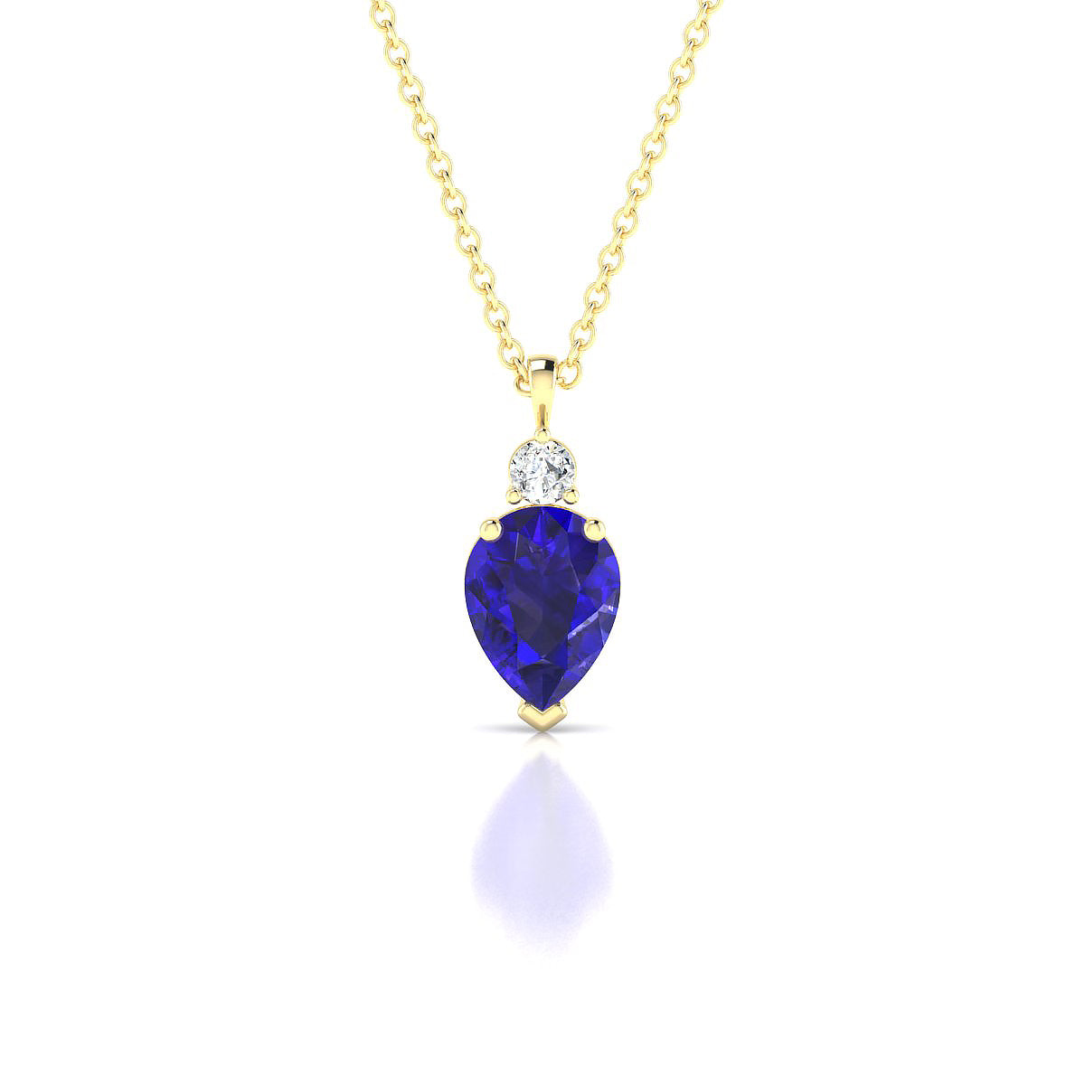 Sparkle | 18k Yellow Gold 8 x 6 mm Pear Tanzanite Pendant