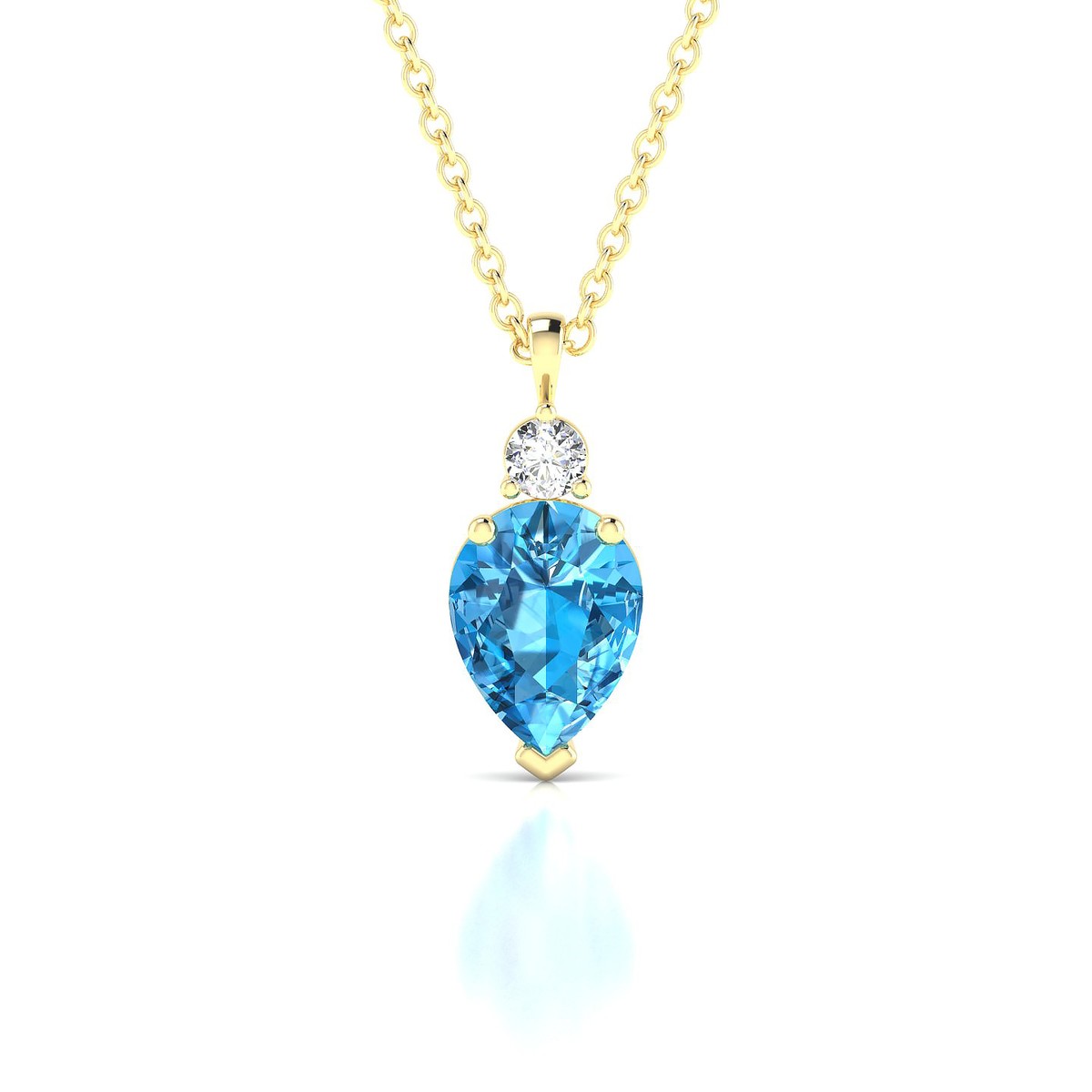 Sparkle | 18k Yellow Gold 8 x 6 mm Pear Topaz Pendant