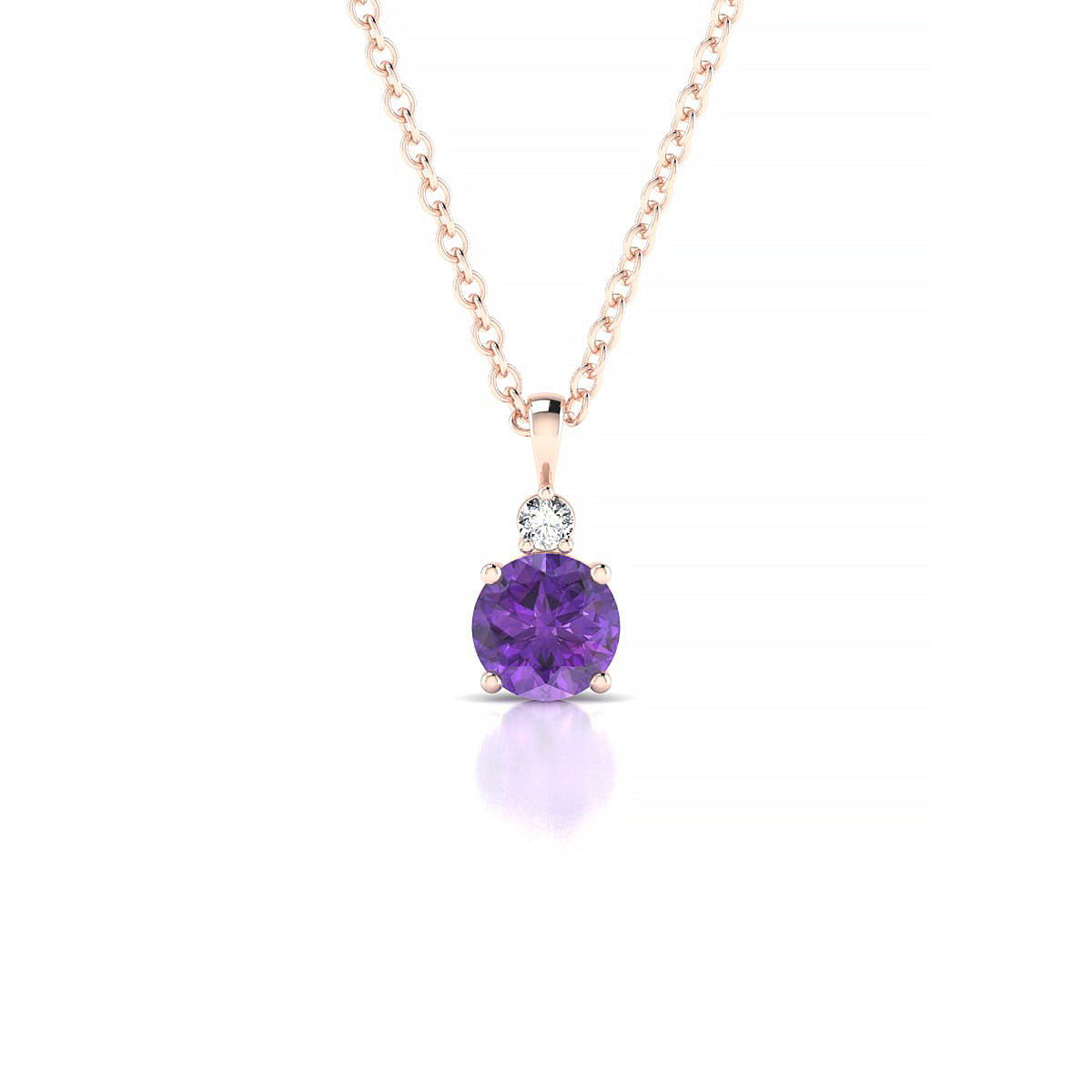 Sparkle | 18k Rose Gold 4.5 mm Round Amethyst Pendant