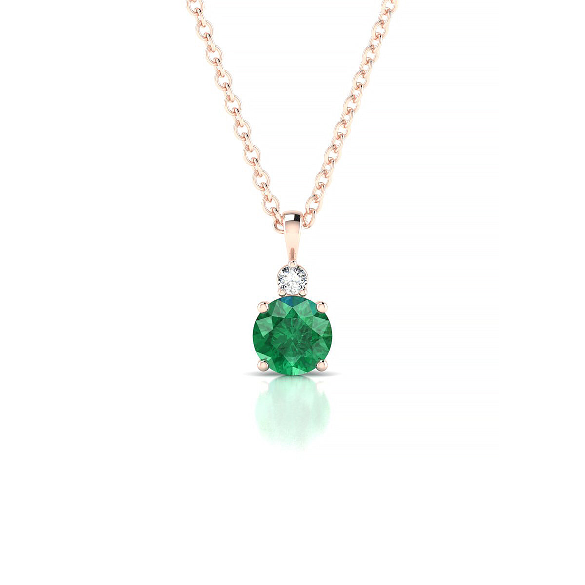 Sparkle | 18k Rose Gold 4.5 mm Round Emerald Pendant
