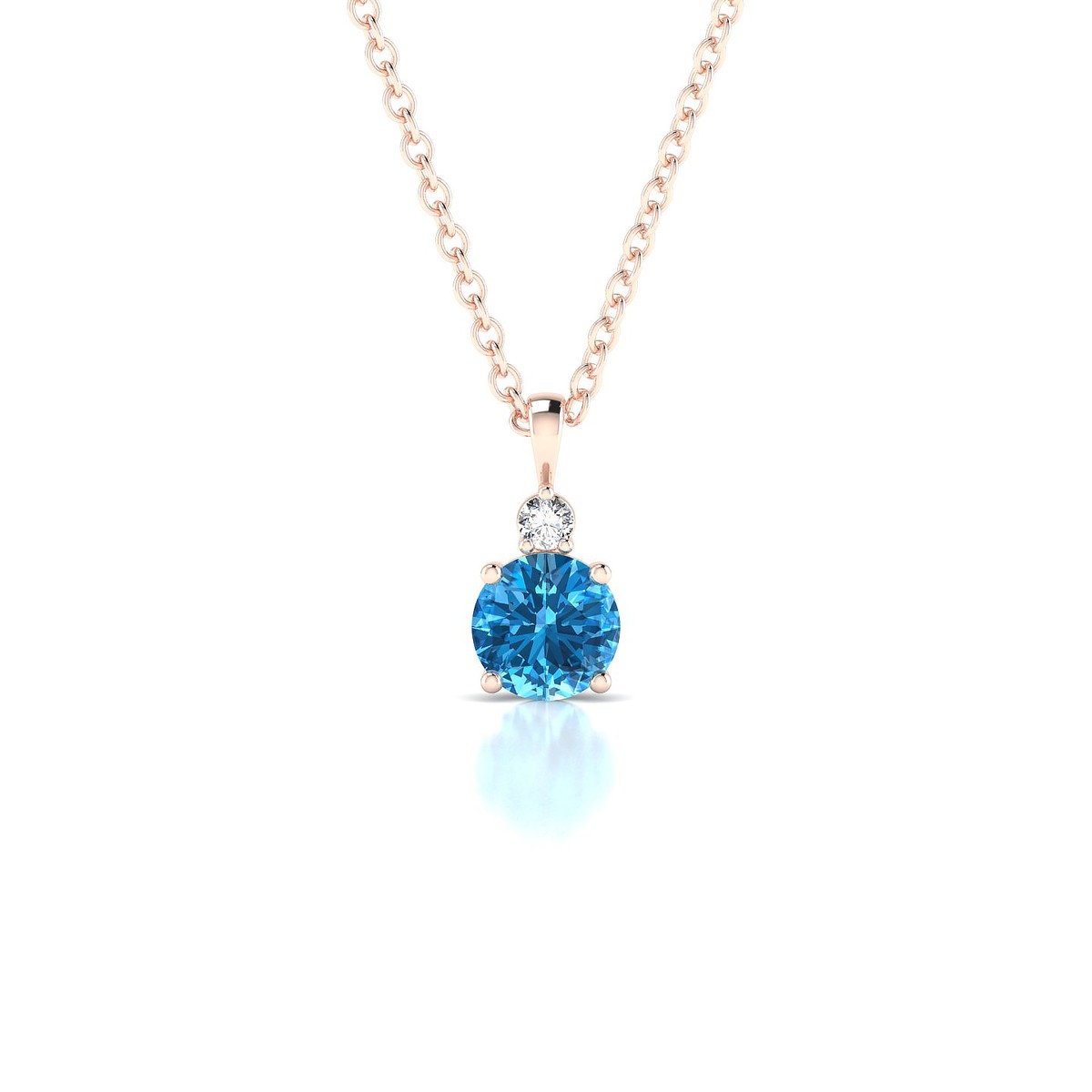 Sparkle | 18k Rose Gold 4.5 mm Round Topaz Pendant