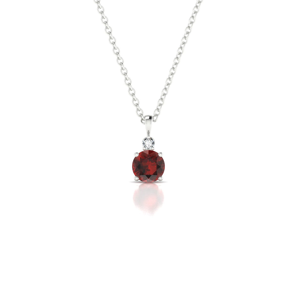 Sparkle | 18k White Gold 4.5 mm Round Garnet Pendant