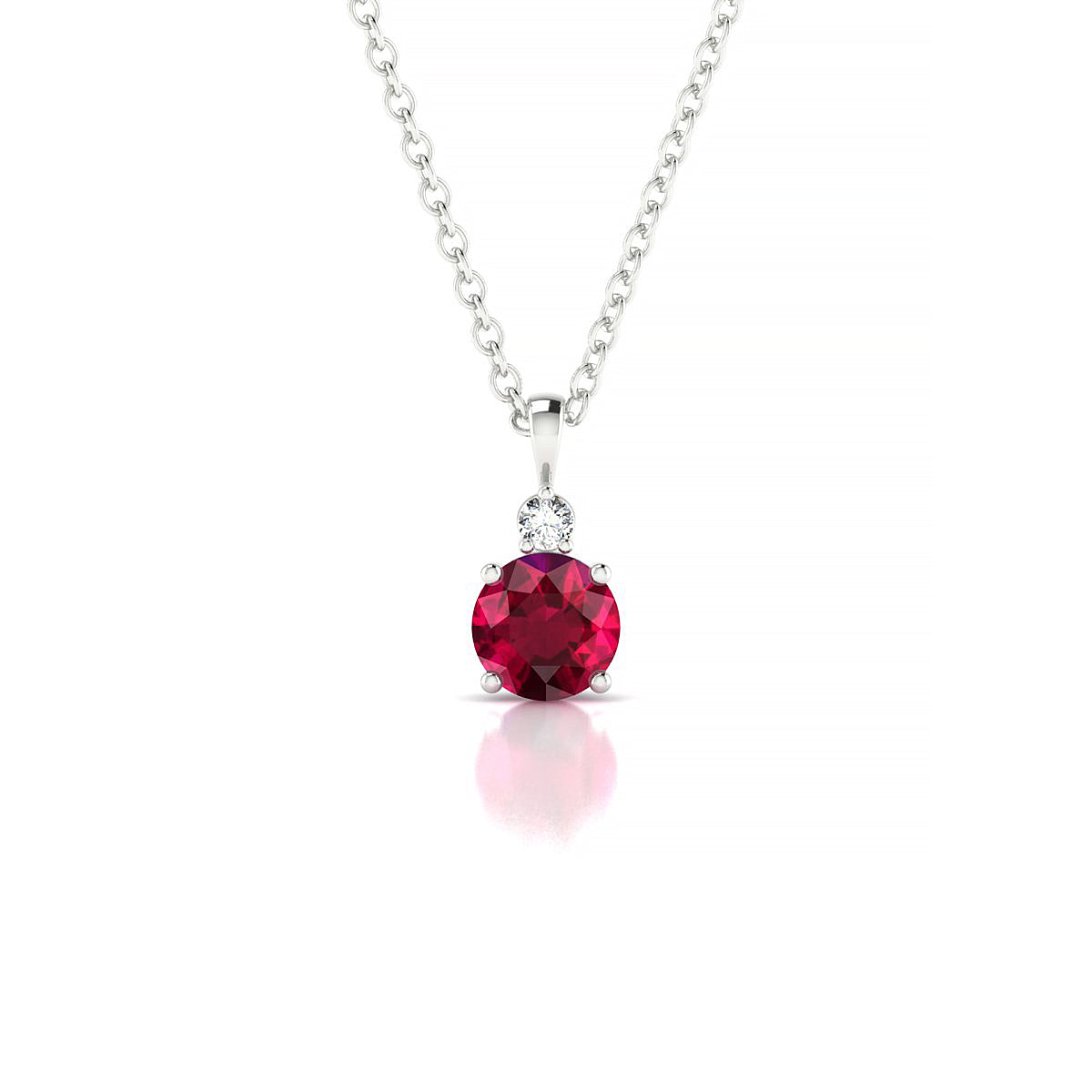 Sparkle | 18k White Gold 4.5 mm Round Ruby Pendant