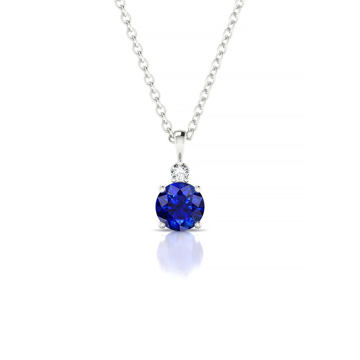 Sparkle | 18k White Gold 4.5 mm Round Sapphire Pendant