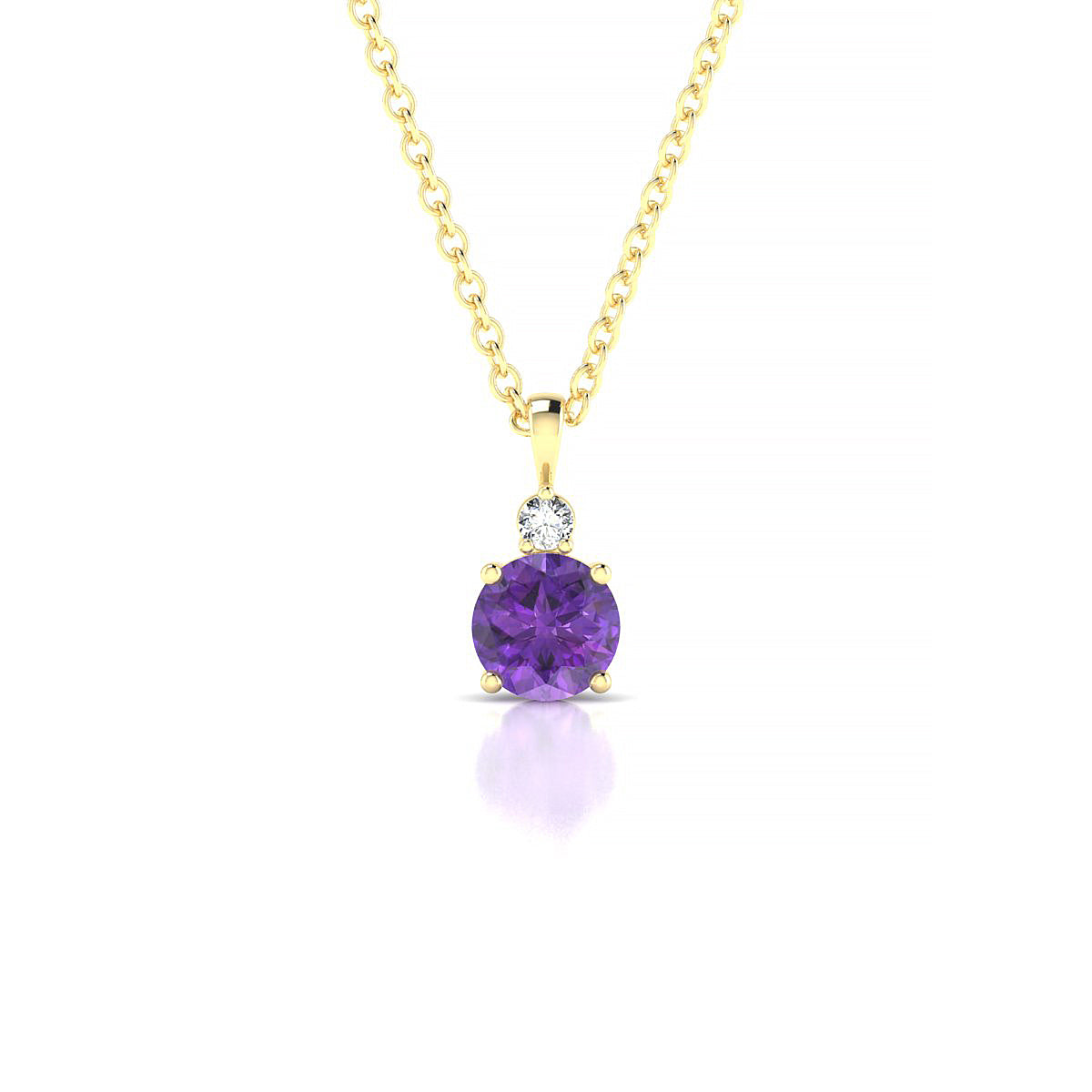 Sparkle | 18k Yellow Gold 4.5 mm Round Amethyst Pendant