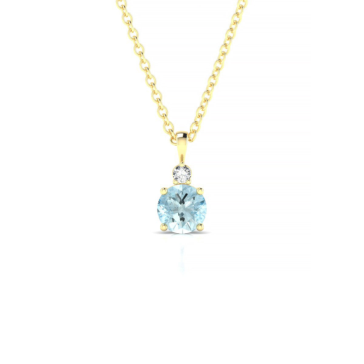 Sparkle | 18k Yellow Gold 4.5 mm Round Aquamarine Pendant