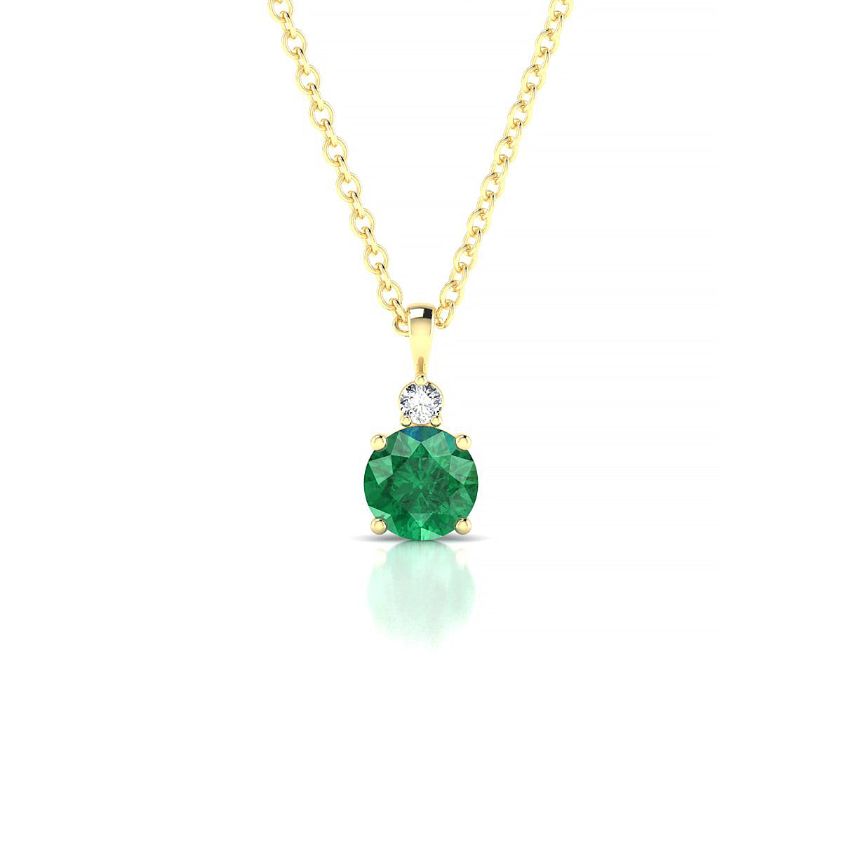 Sparkle | 18k Yellow Gold 4.5 mm Round Emerald Pendant