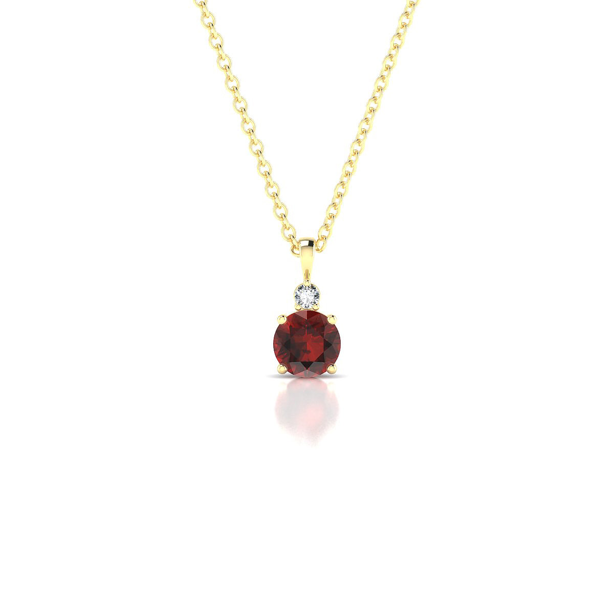 Sparkle | 18k Yellow Gold 4.5 mm Round Garnet Pendant