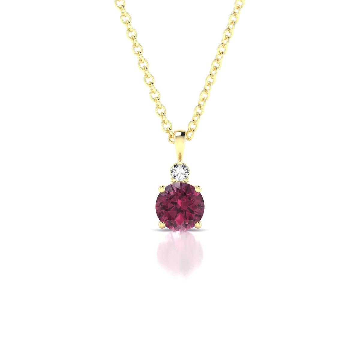Sparkle | 18k Yellow Gold 4.5 mm Round Rhodolite Pendant