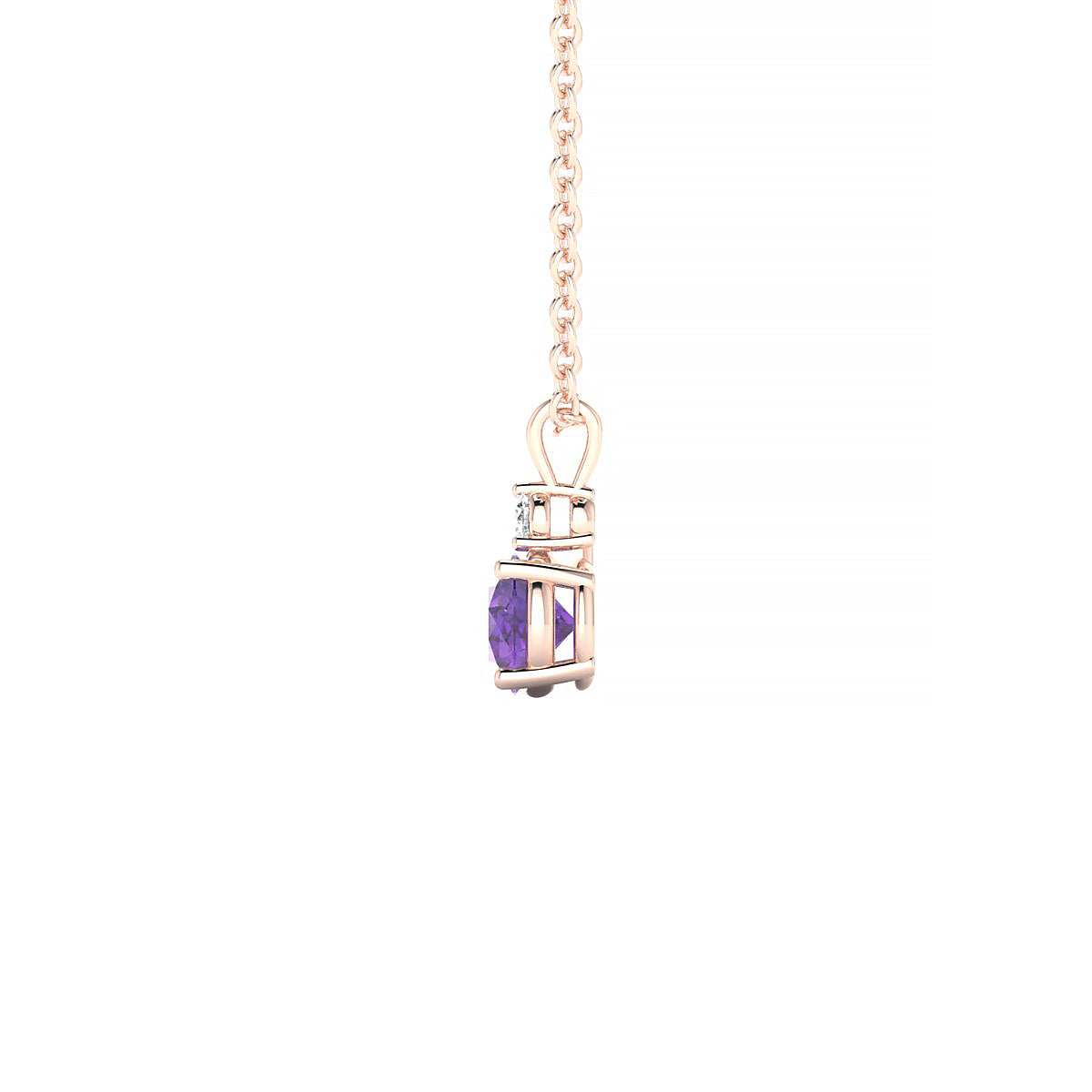 Sparkle | 18k Rose Gold 4.5 mm Round Amethyst Pendant