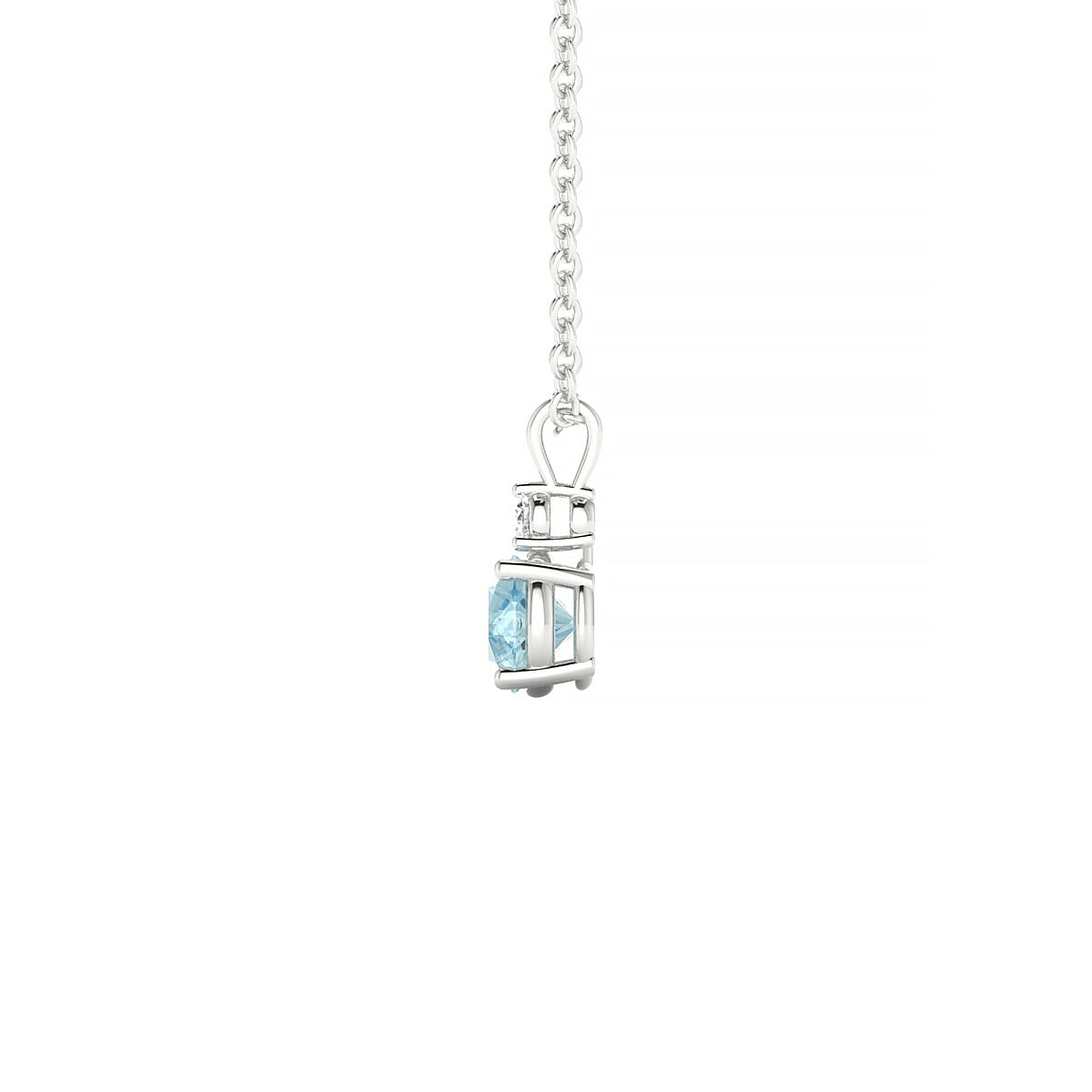 Sparkle | 18k White Gold 4.5 mm Round Aquamarine Pendant