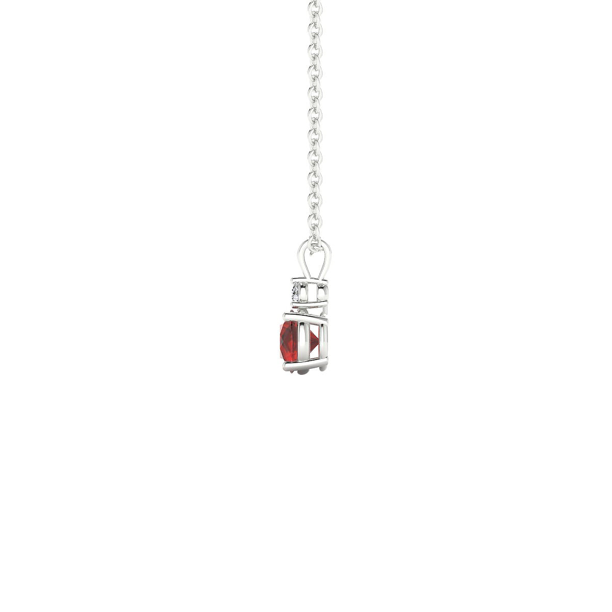 Sparkle | 18k White Gold 4.5 mm Round Garnet Pendant