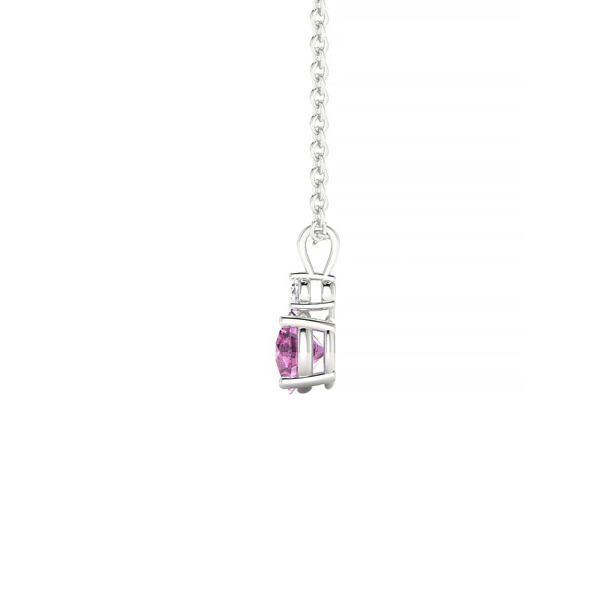 Sparkle | 18k White Gold 4.5 mm Round Pink Sapphire Pendant