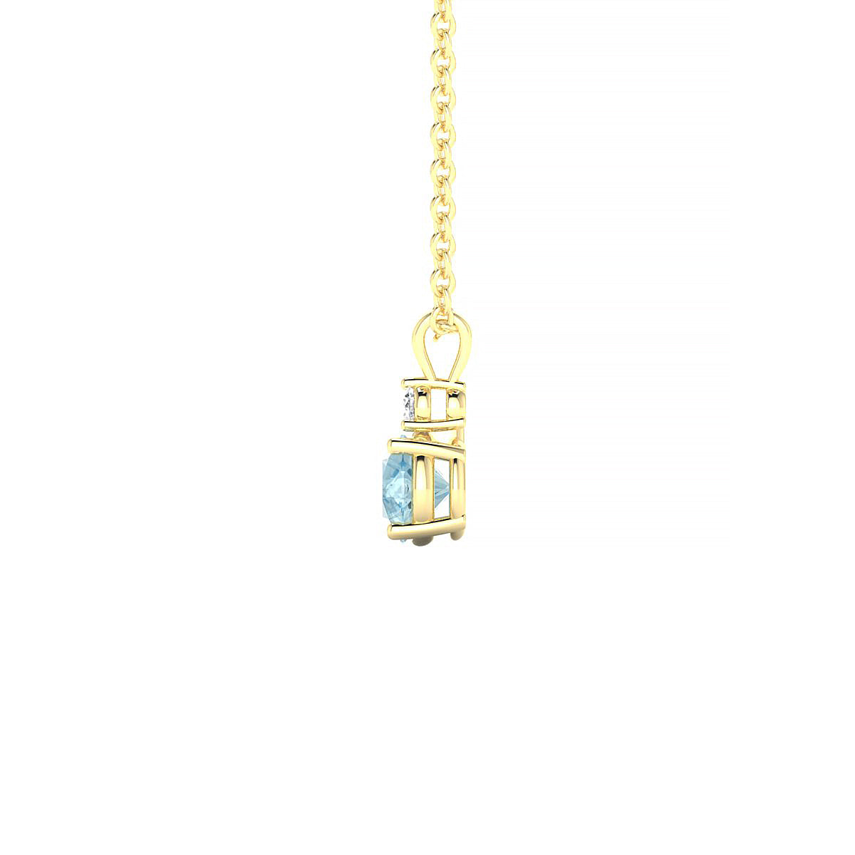 Sparkle | 18k Yellow Gold 4.5 mm Round Aquamarine Pendant