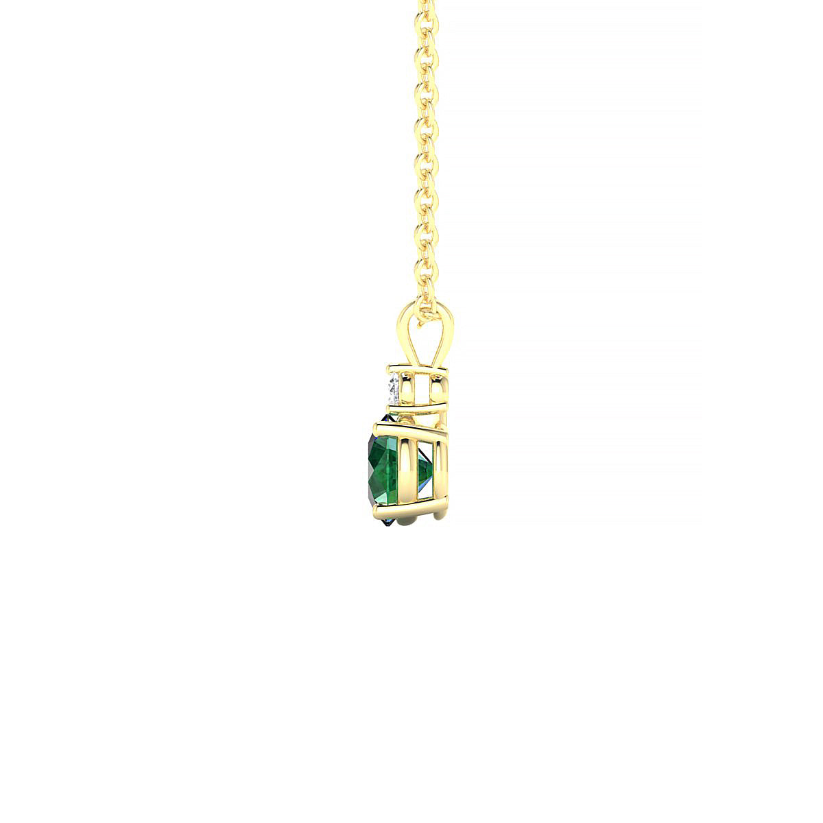 Sparkle | 18k Yellow Gold 4.5 mm Round Emerald Pendant