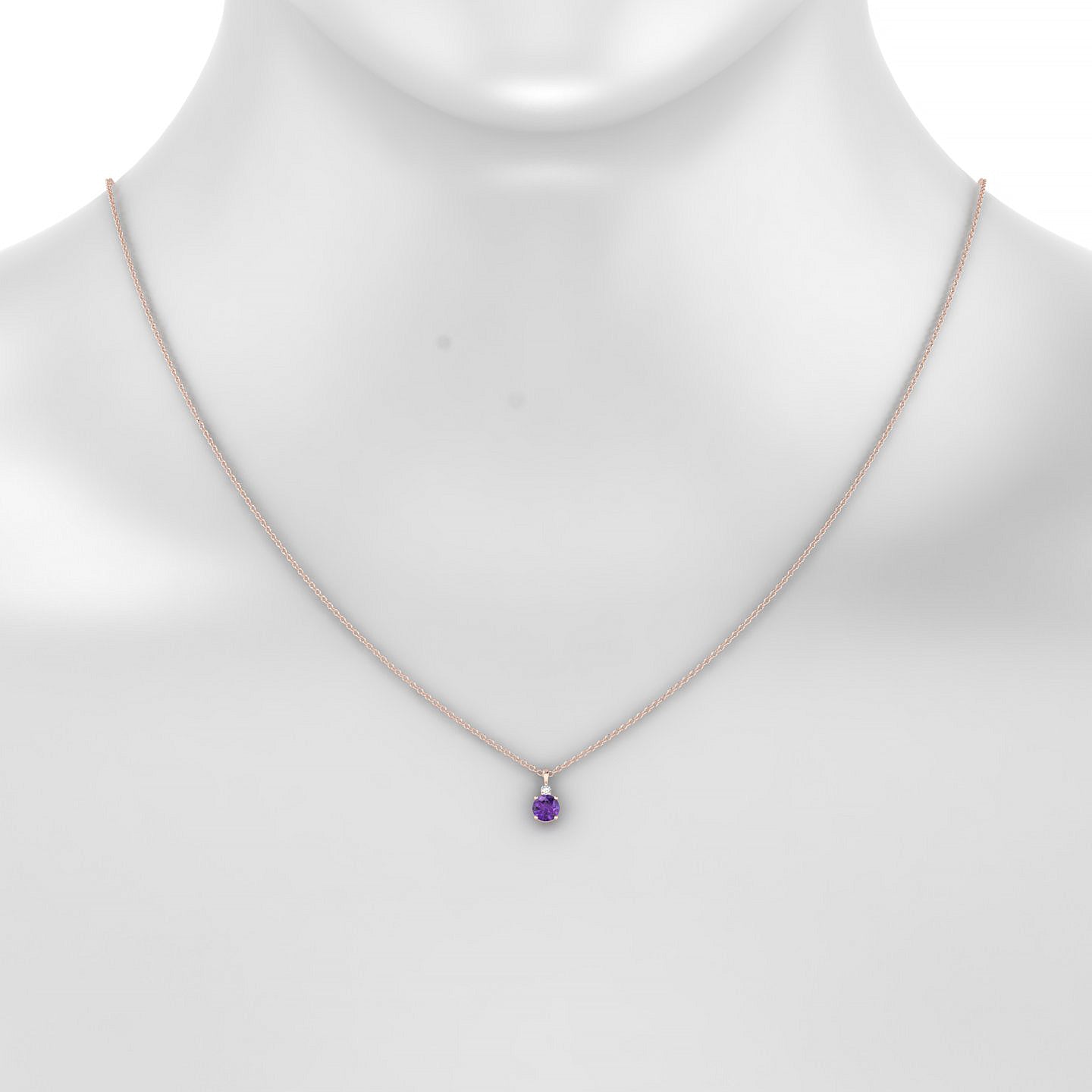 Sparkle | 18k Rose Gold 4.5 mm Round Amethyst Pendant