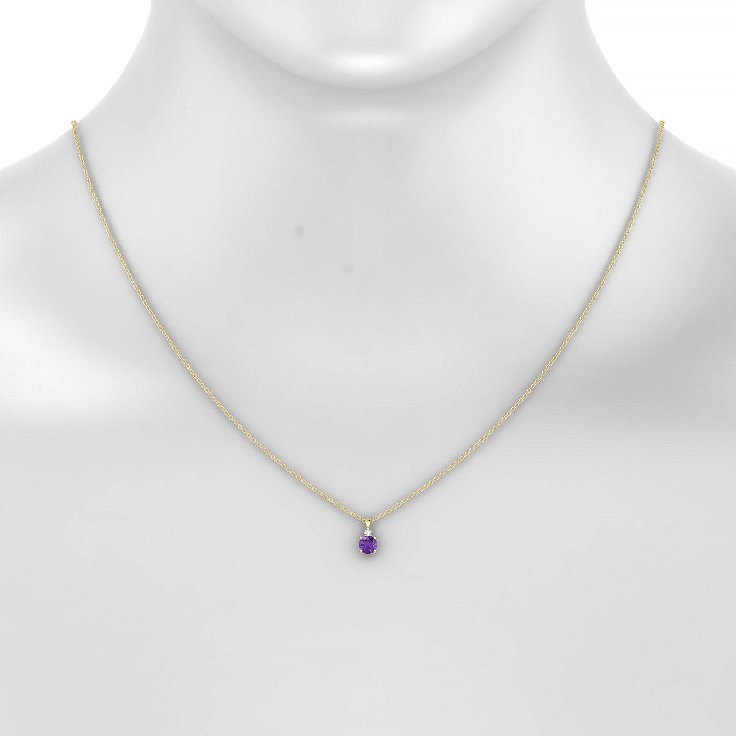 Sparkle | 18k Yellow Gold 4.5 mm Round Amethyst Pendant