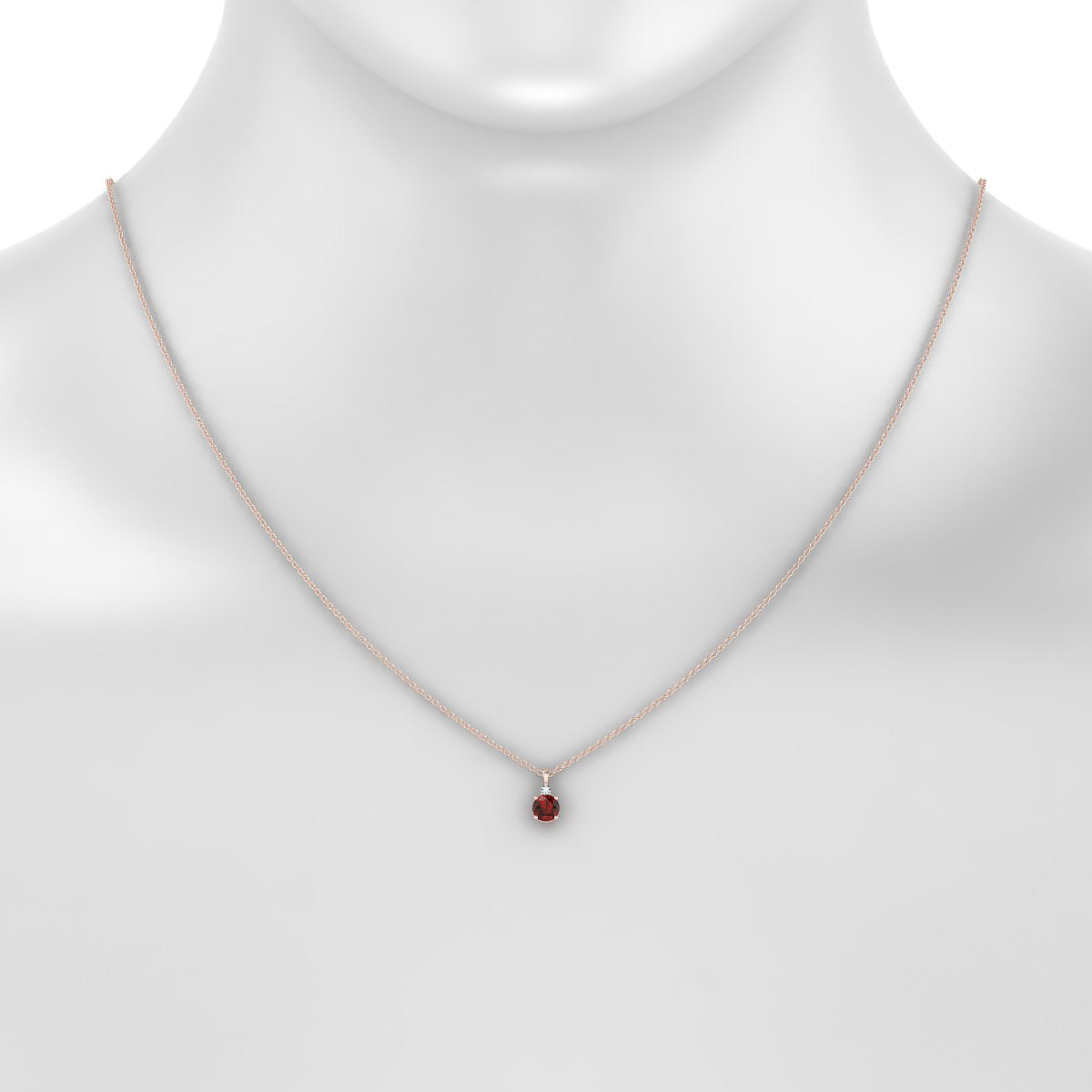 Sparkle | 18k Rose Gold 4.5 mm Round Garnet Pendant