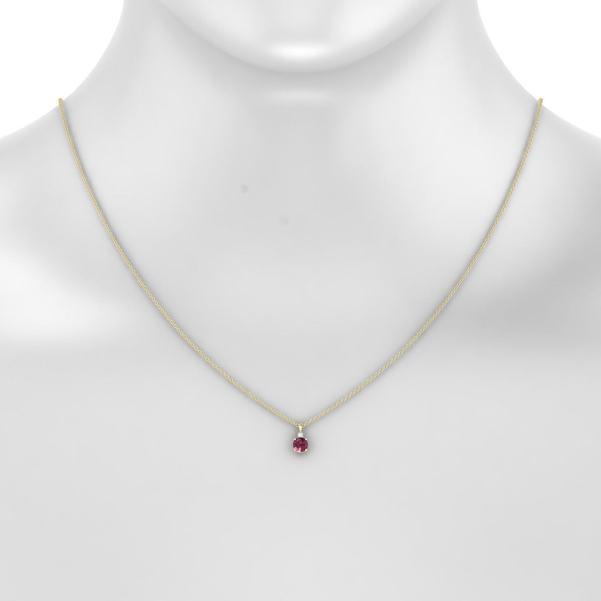 Sparkle | 18k Yellow Gold 4.5 mm Round Rhodolite Pendant
