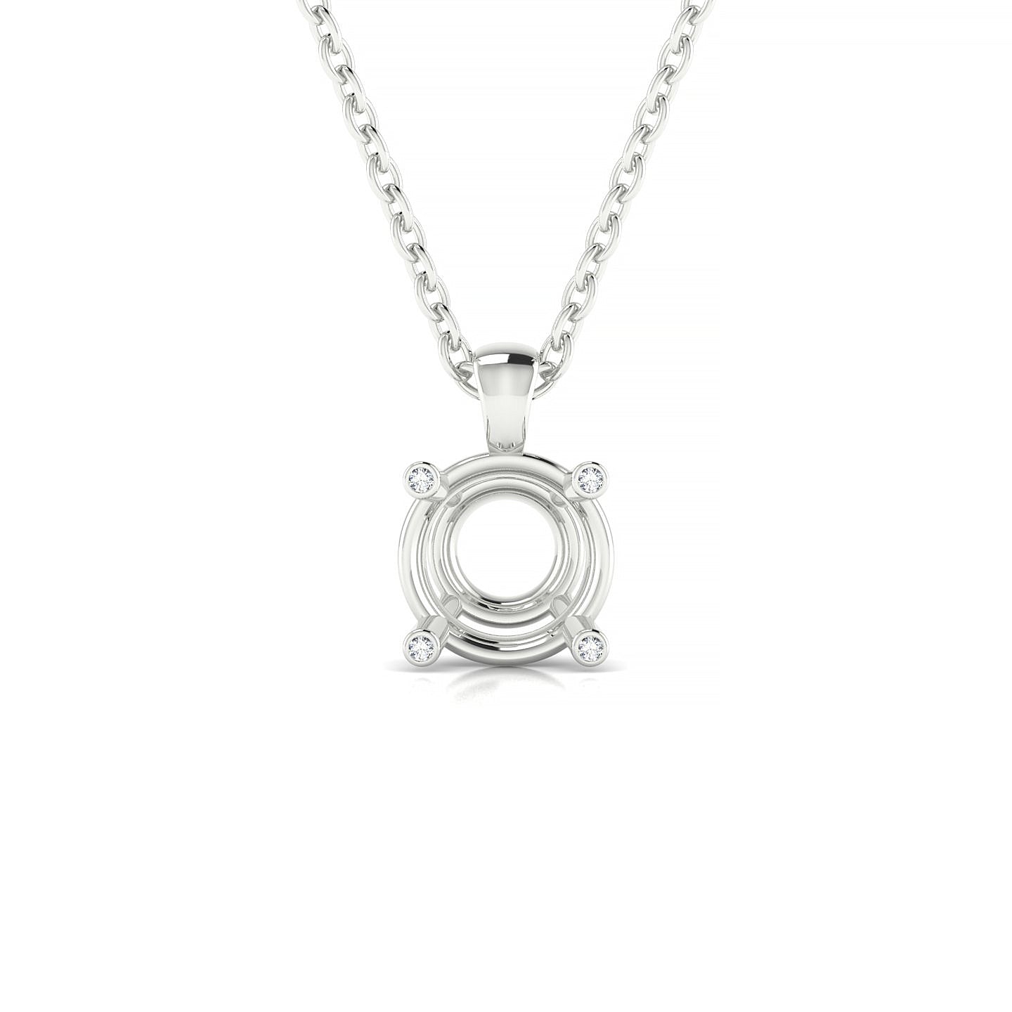 Sparkle Round 2-2.99 ct | 18k White Gold Side Stones Diamond Pendant