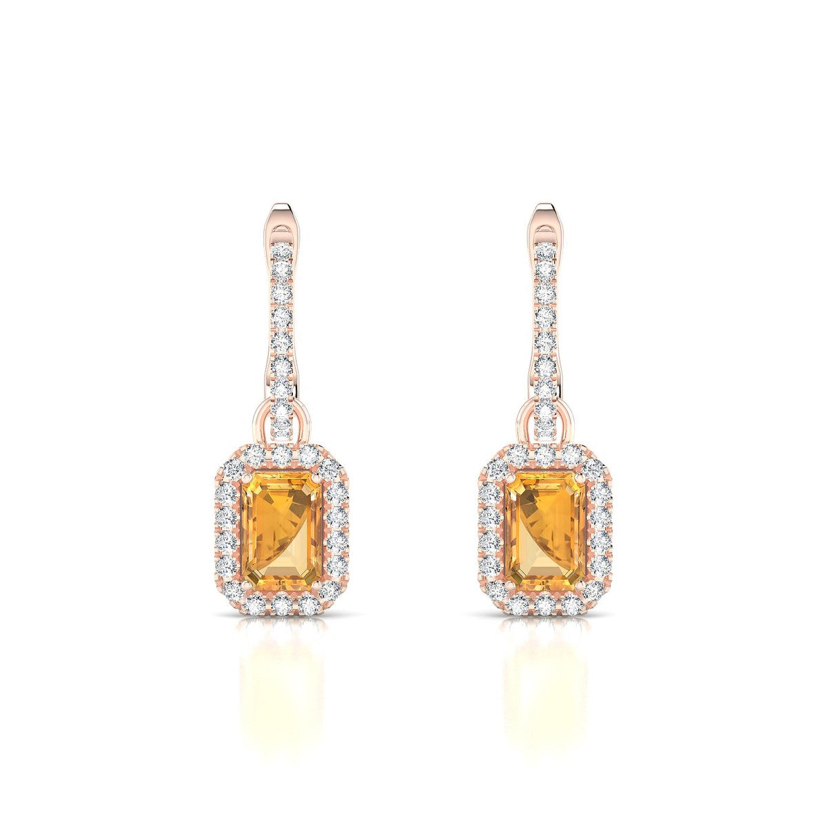 Sunrise | 18k Rose Gold 6 x 4 mm Emerald Citrine Earrings